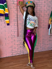 Second line shorty mardigras fringe pants