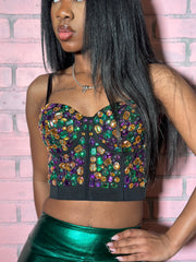 Bedazzled MardiGras Bustier top