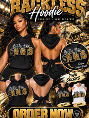 Custom cut backless saints hoodie