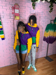 Color Block Rugby mardigras sweatshirt