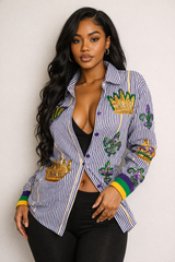 Mardi Queen button down