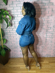 1X denim cargo romper