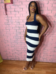 Stripped midi dress