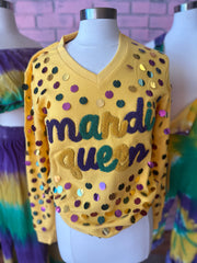 Sprinkled Mardi queen Mardi Gras sweater