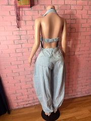wide leg parachute jumpsuit