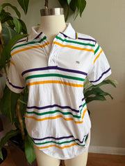White multi striped collard mardigras top