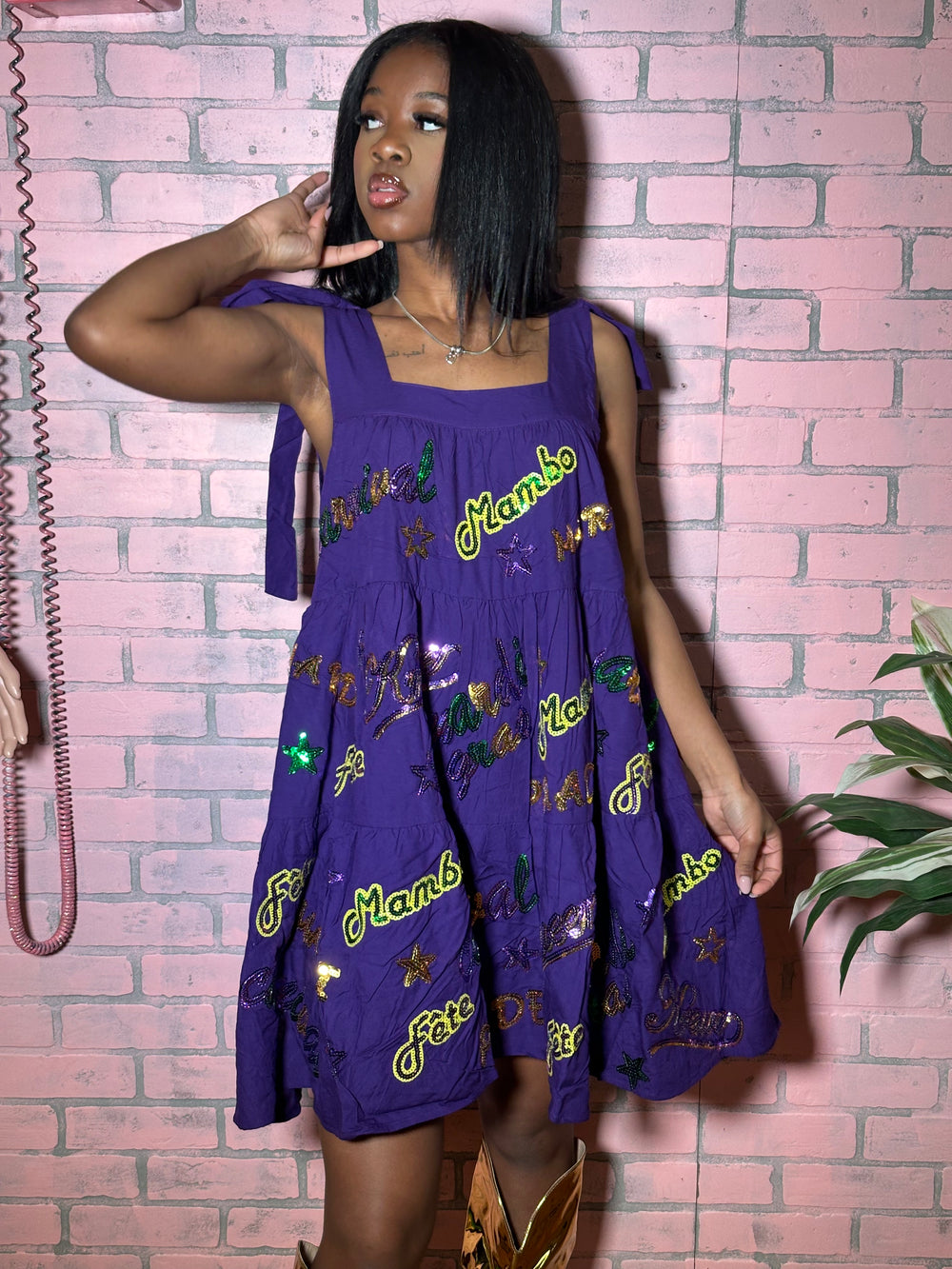 MardiGras Explosion baby doll dress