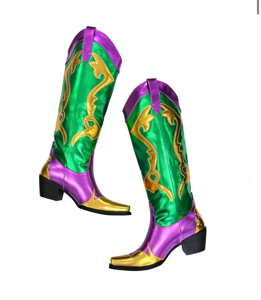 Metallic cowboy  mardigras boots -Adults JAN 15!! preorder ships