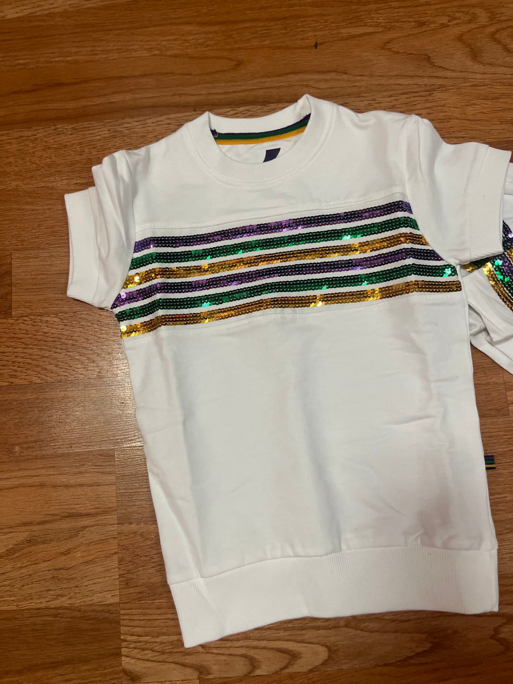 Sequin stripe children’s mardigras top
