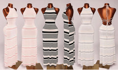 Striped backlash maxi dress