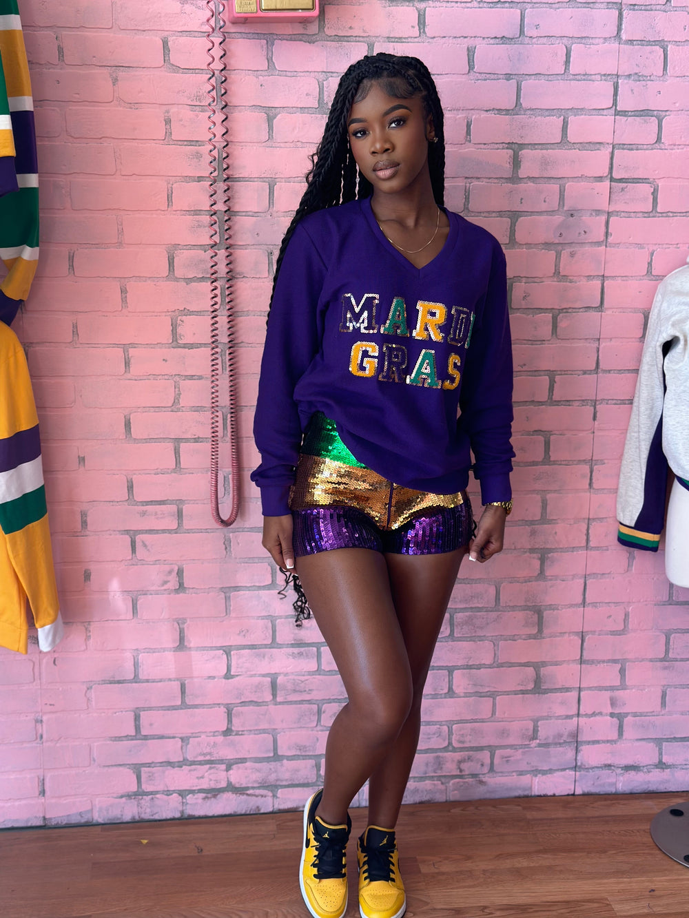 Luxe Chenille Mardi Gras sweater