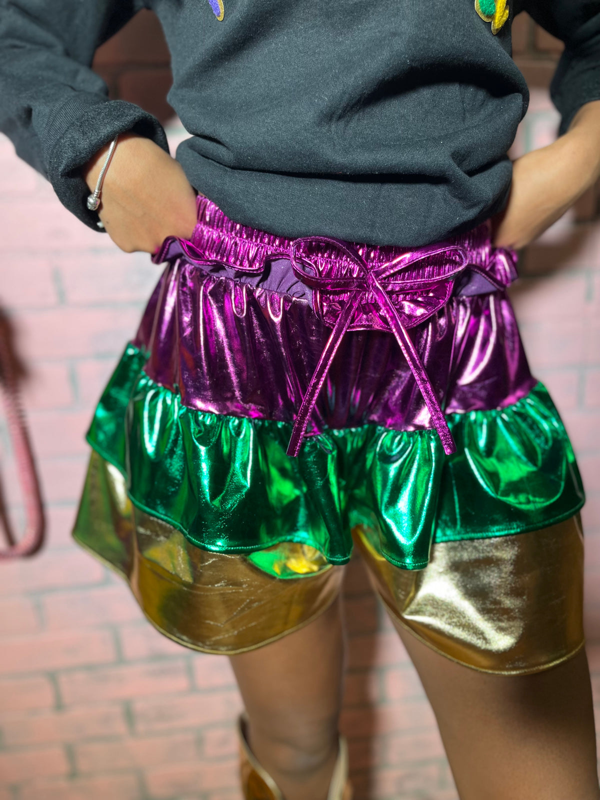 Metallic mardi skort