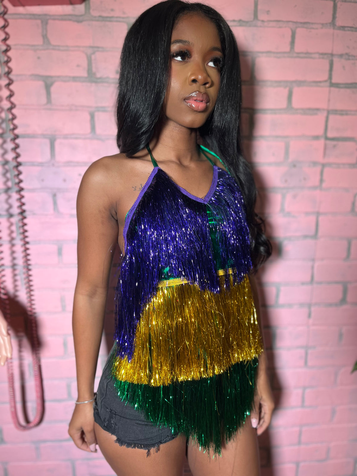 Tinsel Girl mardigras top