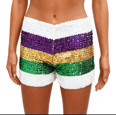 Sequin rugby mardigras shorts