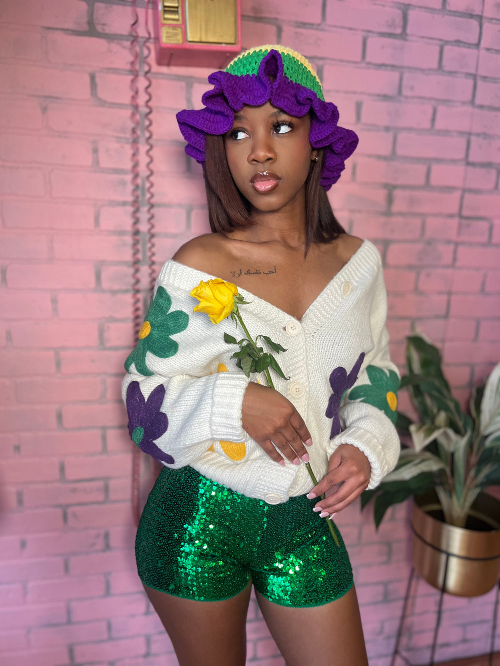 Flower girl mardigras sweater