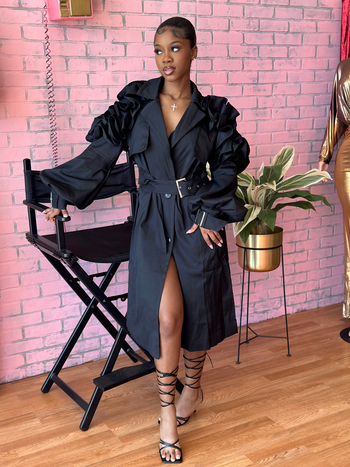 Ruffled Affairs trench jacket Luxe