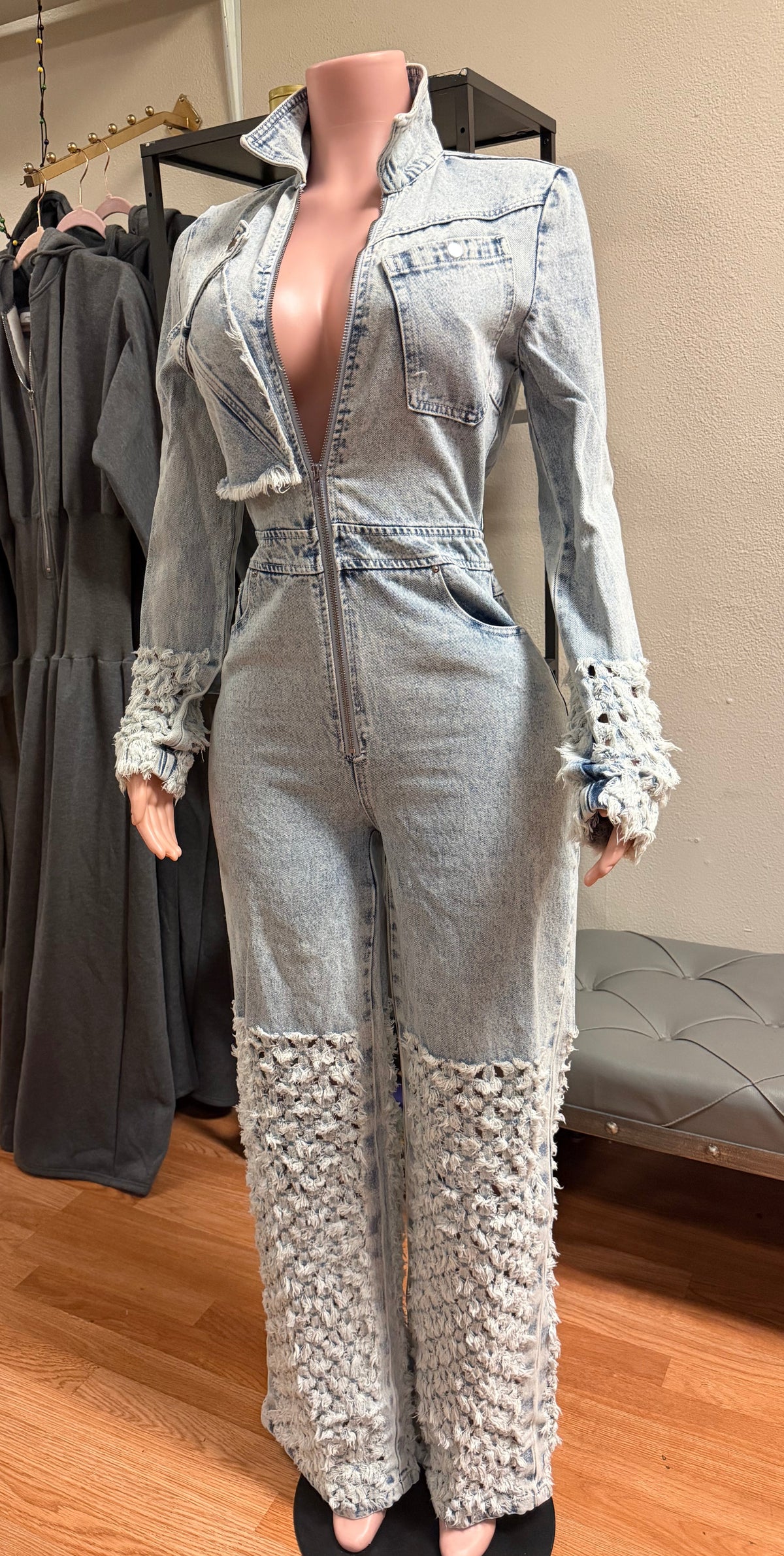 Free form denim jumpsuit