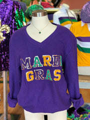 Luxe Chenille Mardi Gras sweater