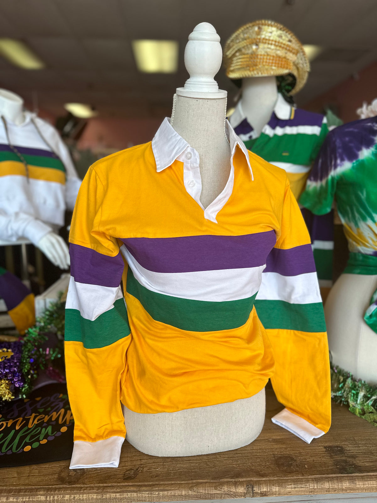 3 panel long sleeve mardigras top