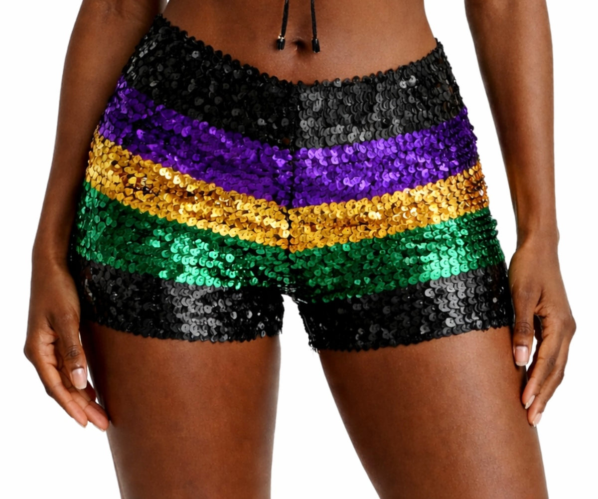 Sequin rugby mardigras shorts