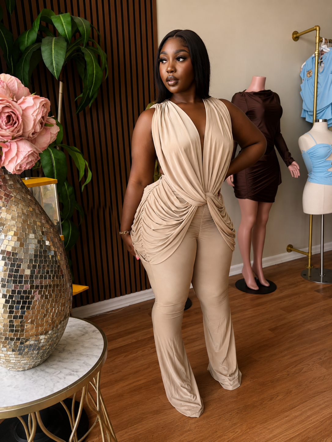 Draped in appeal jumpsuit