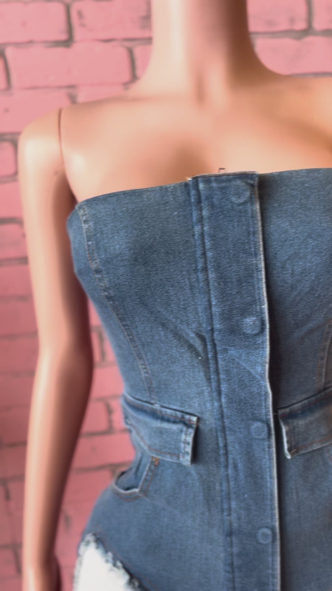 denim white Slashed jumpsuit